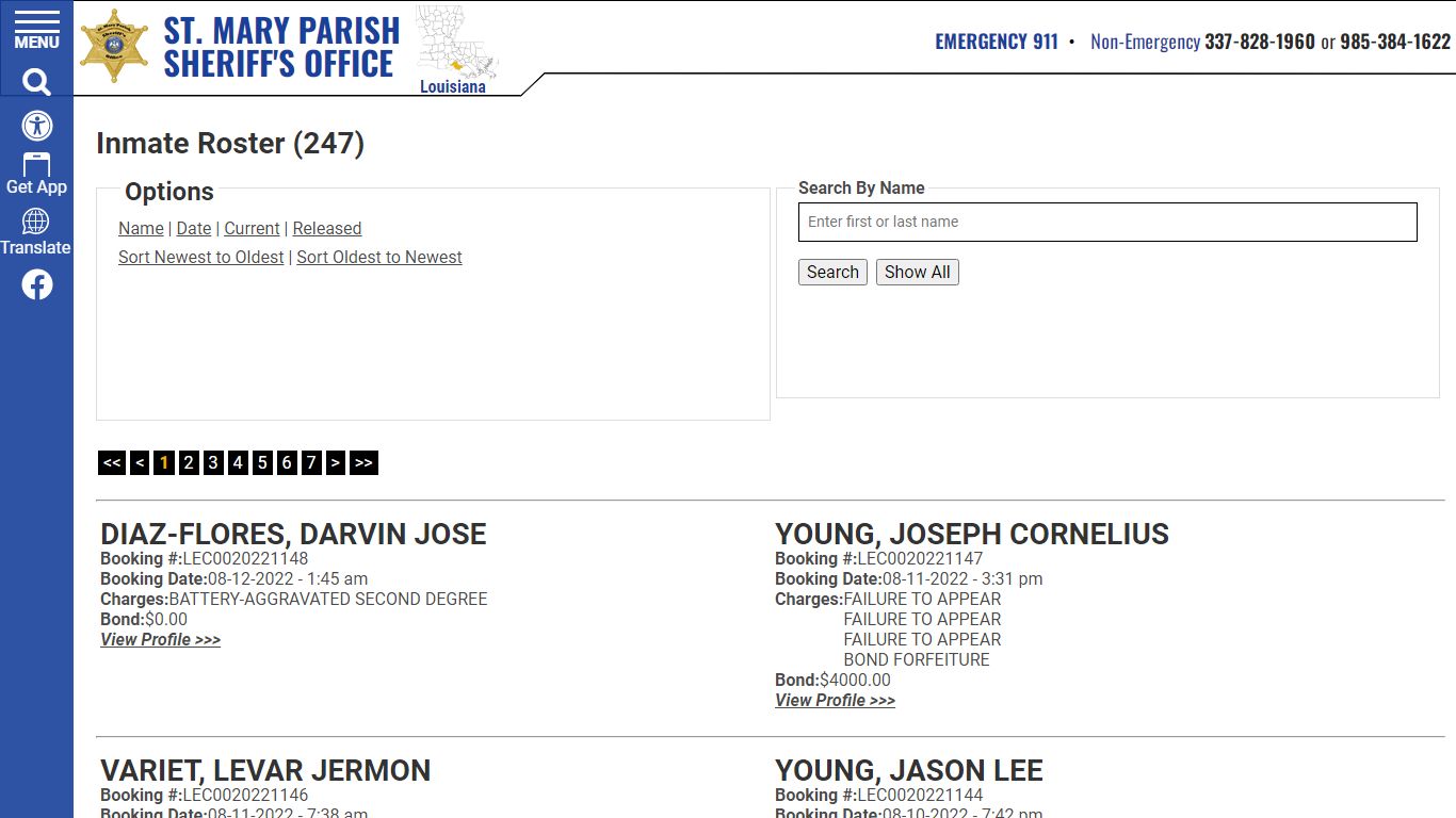 Inmate Roster - Current Inmates Booking Date Descending ...